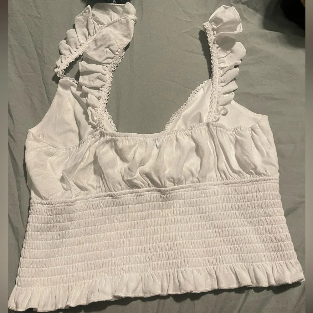 Francesca's White Ruffle Tank Top - Picture 2 of 4